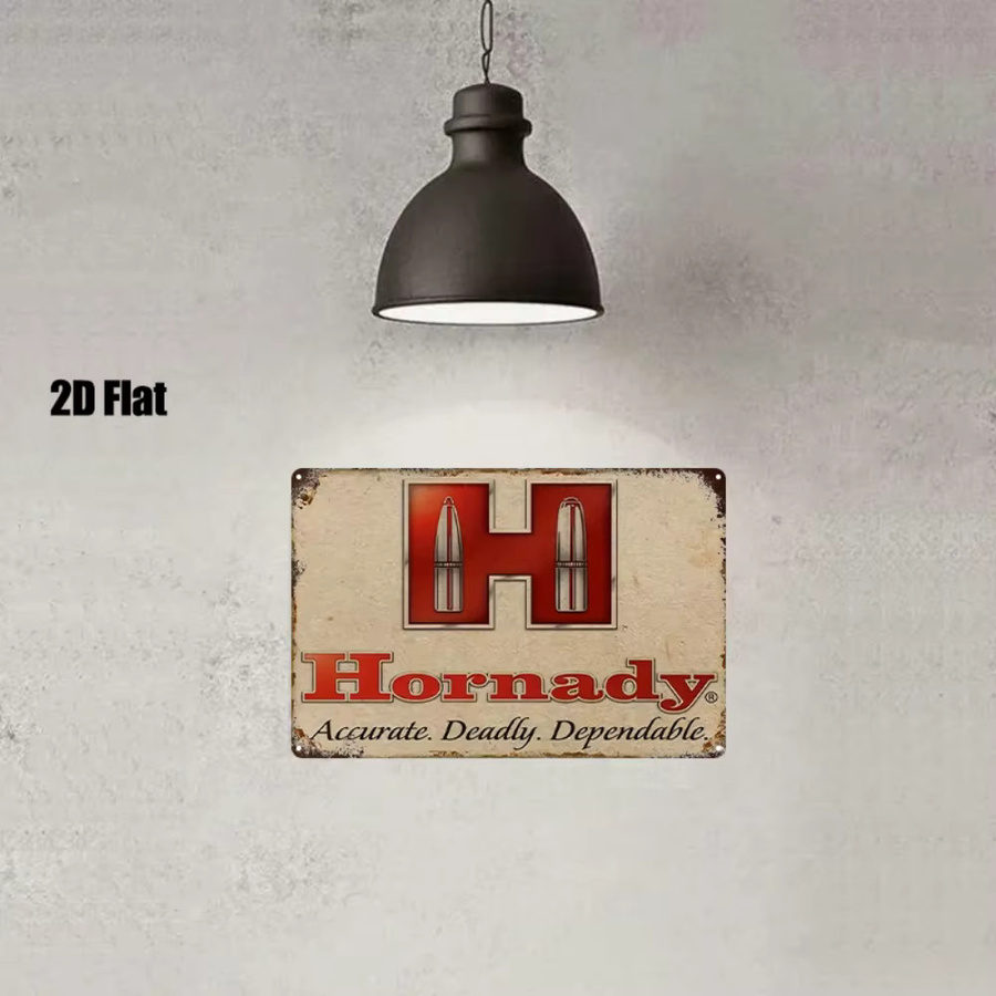 Hornady Vintage Metall-Blechschild in Rot-Weiß als Wanddekoration für Garage und Männerhöhle, B/H: 30 x 20 cm - Bild 2