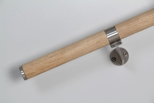 Handlauf dieda aus Eiche Massivholz in Braun, rund, Durchmesser: 40 mm, Länge: 1500 mm - Bild 1