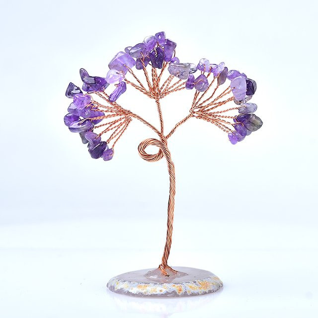 Harmonious Crystalloid Baum des Lebens aus natürlichem Amethyst und Achat in Lila als Chakra-Dekoration für Reiki und Home Decor - Bild 1