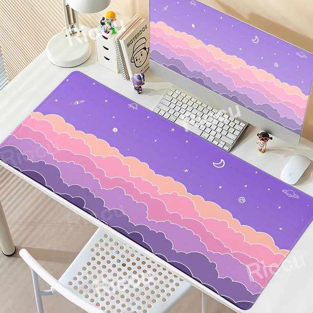 Riccu Skyscape Mauspad in Lila mit Wolken-Design für Gamer und Büro - Bild 1