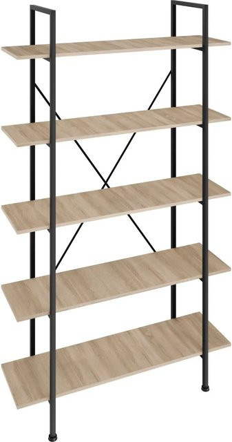 tectake Regal Glasgow Industrial Style in Braun und Beige mit 5 Ebenen und Kippschutz, B/T/H: 106 x 34,5 x 179,5 cm - Bild 2