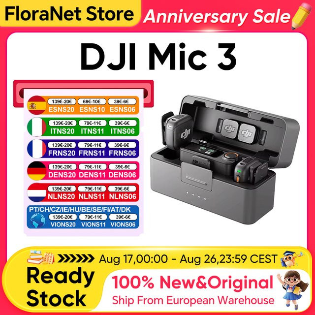 DJI Mic 3 Funkmikrofon Set mit 1 Sender und 1 Empfänger in Schwarz und Grau mit Lavalier-Mikrofon und USB-C sowie 3,5 mm Klinkenanschluss - Bild 2