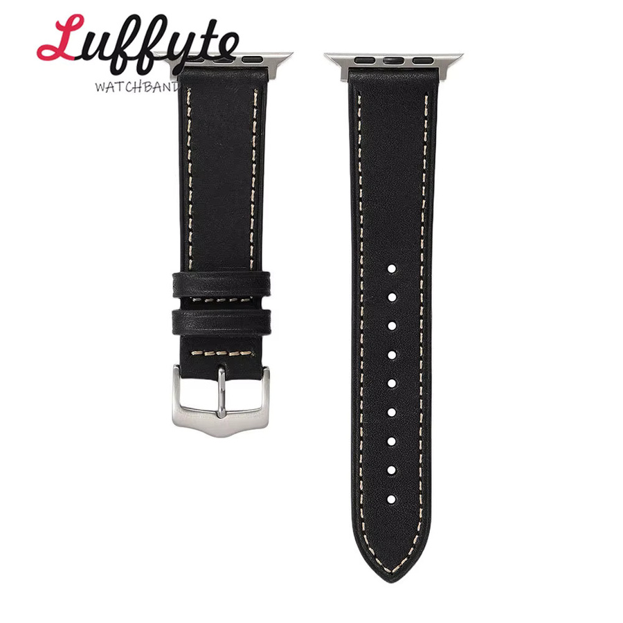 luffyte Uhrenarmband Leder, Vintage, Schwarz, Unisex - Bild 2