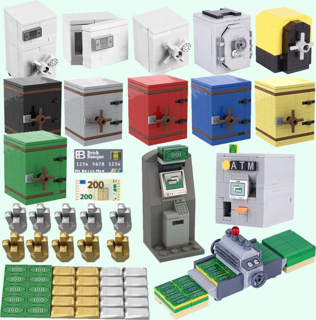 BRICKPANDA MOC Stadt Strongbox Bausteine Zubehör, Gold, Silber - Bild 1
