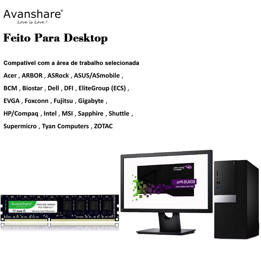 Avanshare DDR3 RAM-Speicher für Desktop-Motherboards Intel und AMD, Schwarz - Bild 3