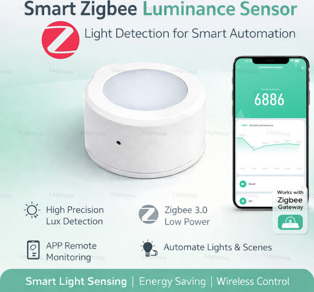 Coolo Zigbee Licht-Helligkeitssensor für Tuya Smart Life, Lux-Monitor in Weiß - Bild 1