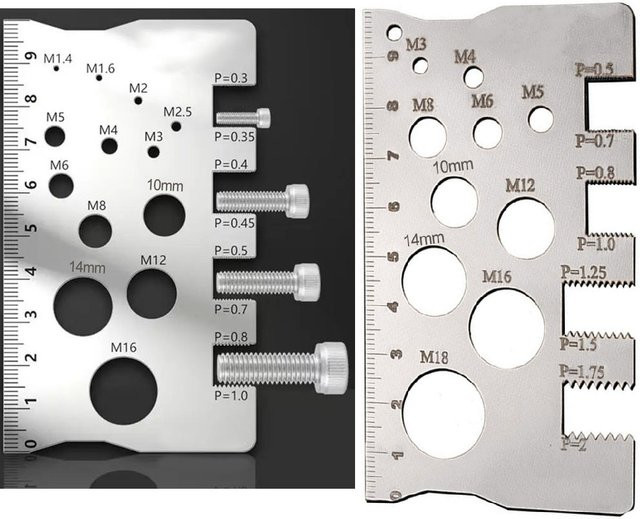 Multifunktionales Pitch Gauge Lineal aus Edelstahl zur Messung von Schraubengewinden und Bolzen - Bild 1