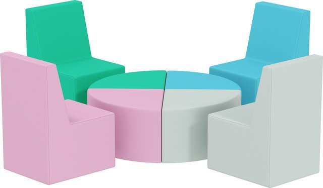Aiyaplay Schaumstoff Bausteine, Tisch- und Stuhldesign, 8-teiliges Set, Mehrfarbig - Bild 1