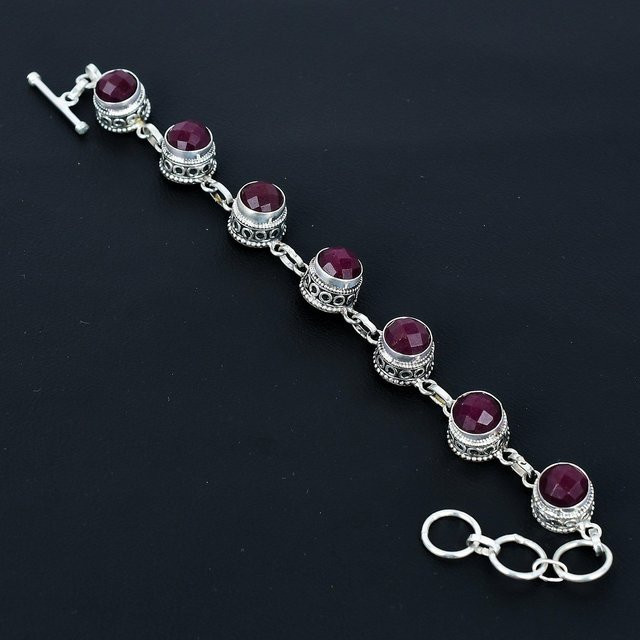 Armband 925 Silber, Rubin, Rot, Damen - Bild 1