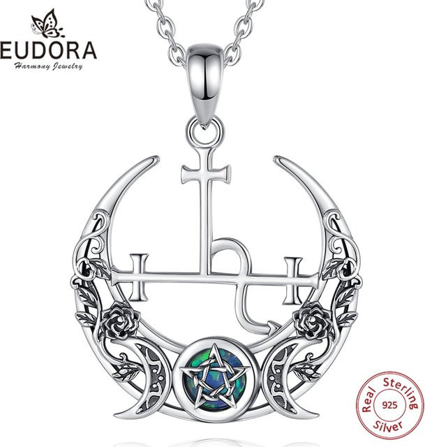 Eudora Halskette 925 Silber, Opal, Dreifachmond, Unisex - Bild 1