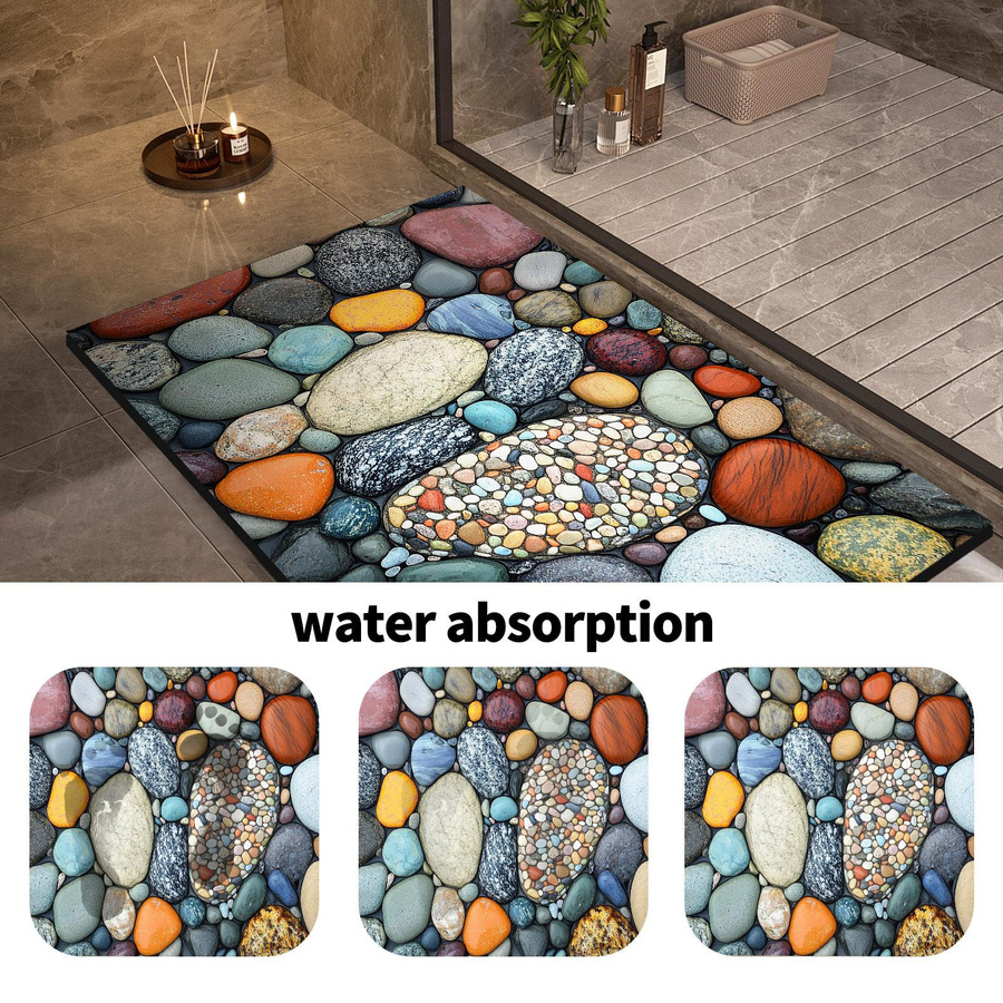 Saugfähige Diatomit Badematte im Steindesign, rutschfest und schnelltrocknend, B/B: 45 x 70 cm - Bild 3
