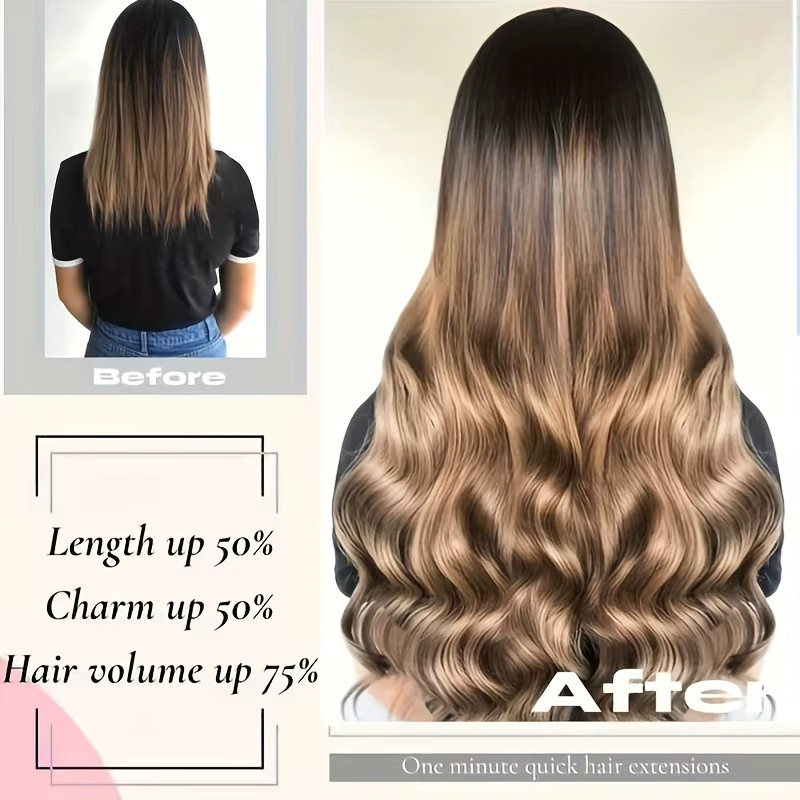 Honigblonde Clip-in-Haarverlängerungen aus Echthaar, gerade, 8 Stück, Damen - Bild 5