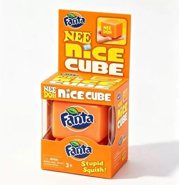 NeeDoh Nice Cube Squishy, Weiches Sensorisches Fidget Spielzeug, Orange - Bild 1
