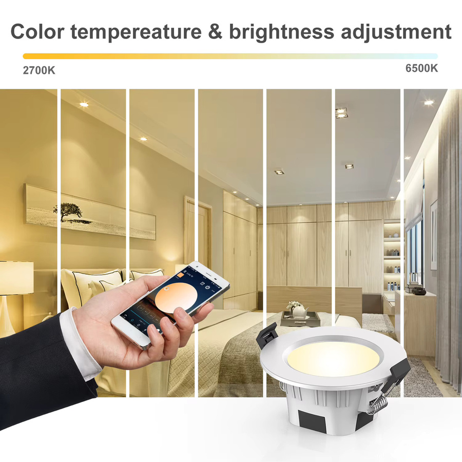 LATTUSO Smart Home LED Downlight RGBCW mit WIFI und Bluetooth, 5W Einbauleuchte in Weiß, App-Steuerung kompatibel mit Alexa und Google Assistant - Bild 4