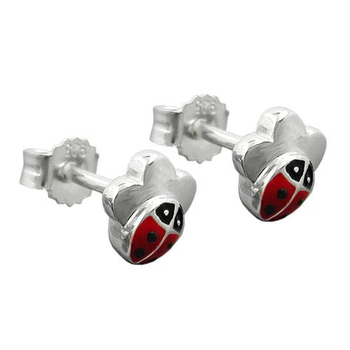 SIGO Ohrstecker Marienkäfer-Blume, 925 Silber, Unisex - Bild 1