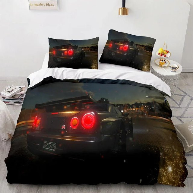 Gu Tao Bettwäsche Set Sportwagen Supercar Rennwagen für Kinder, 3-teilig, Mehrfarbig, B/H: 150 x 200 cm - Bild 1