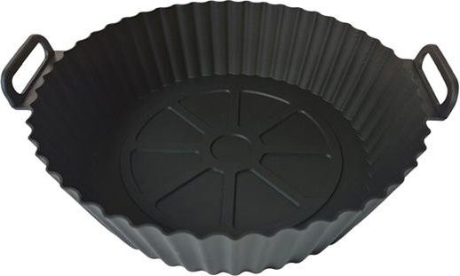 Daydreamer Silikon-Heißluftfritteusen-Schale, wiederverwendbare und hitzebeständige Antihaft-Backmatte für Heißluftfritteusen von 1,5 bis 2,5 kg, rund, schwarz - Bild 1