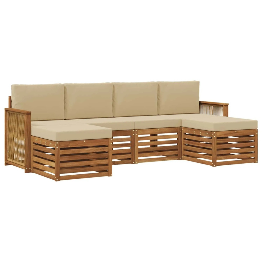 vidaXL Sofagarnitur aus Massivholz Akazie in Natur-beige mit modernem Latten-Design - Bild 2