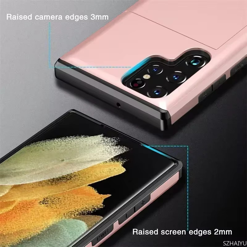 Stoßfeste Heavy Duty Handyhülle mit Kartenhalter für Samsung Galaxy S24 S23 FE S25 Edge Plus Ultra A55 A16 A36 A56 5G in Grün und Pink - Bild 2