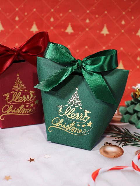 Geschenkbox mit Weihnachtsmotiv Merry Christmas in Goldfolien-Design und Schleife, Mehrfarbig - Bild 1