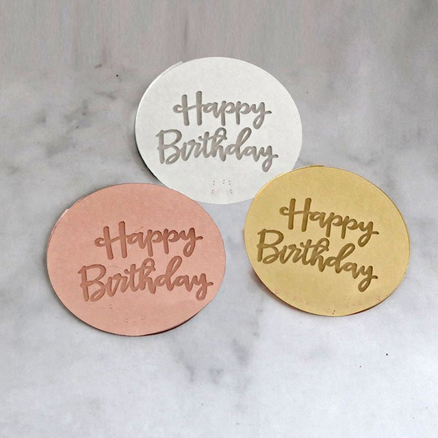 Sommer6 Happy Birthday Cupcake-Topper aus Acryl, 10 Stück, Roségold, kreisförmig - Bild 1