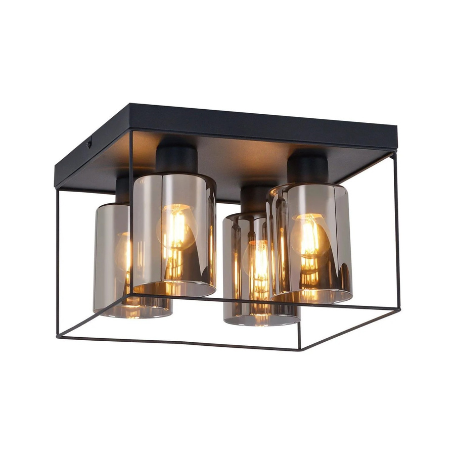 NETTLIFE Deckenleuchte aus Metall und Glas in Schwarz, quadratisch, B/T/H: 30 x 30 x 20,5 cm - Bild 2