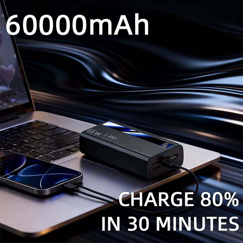 Cohana Externe Powerbank 60000mAh mit 66W Superschnellem Laden, Tragbares Ladegerät für iOS & Android in Weiß - Bild 6