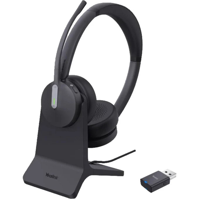 Yealink WH64 Hybrid Dual Teams On-Ear Headset mit Ladeständer, DECT und Bluetooth, Schwarz - Bild 1