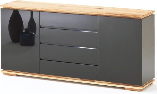 expendio Sideboard Cindro in Schwarz Hochglanz, B/H/T: 172 x 81 x 40 cm - Bild 1