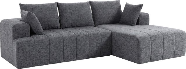 HOMCOM Modulares Ecksofa in L-Form mit Ottomane, wandelbares Chenille-Cloud-Schlafsofa als 3-Sitzer, Grau - Bild 1