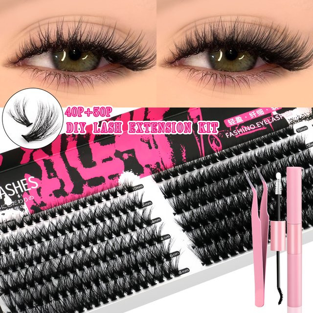 Lasvirey DIY Cluster-Wimpern-Set, Black, Natürlich, Unisex - Bild 1