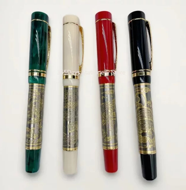 Zitrone Luxus Füllfederhalter aus Acryl mit Vier Großen Bestien Design in Gold und Multicolour - Bild 1