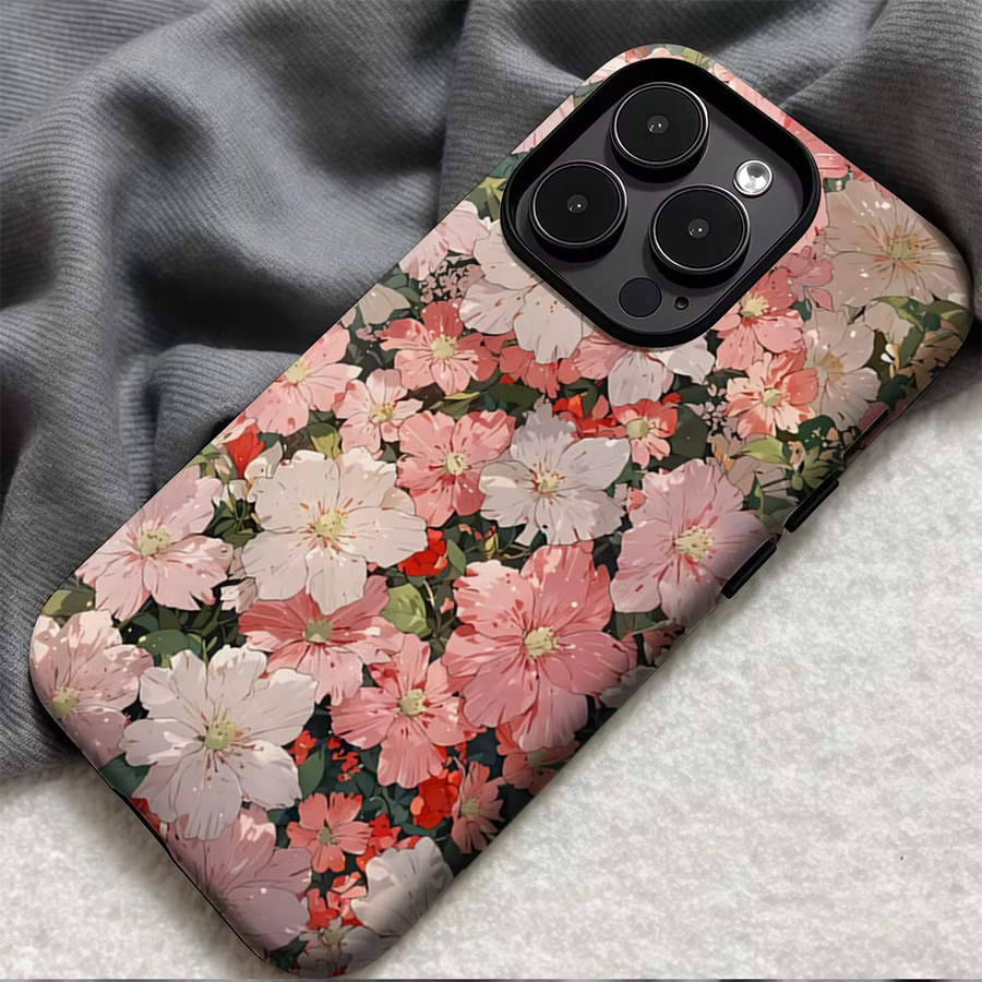 Potdemiel Blush Flower Cascade Handyhülle für iPhone 17 16 15 14 13 Pro Max Plus, robuste doppelschichtige Hülle in Pink - Bild 5