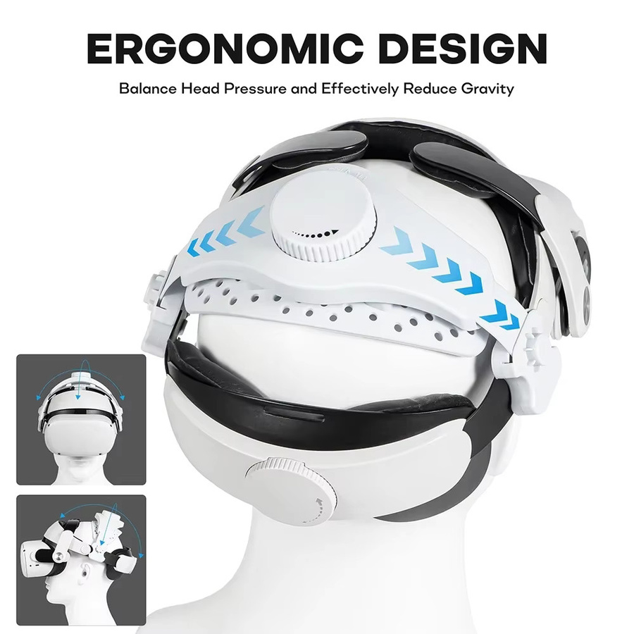 Tahnuhna Verstellbarer Kopfgurt für Meta Quest 3, Pro, Quest 2 und PICO 4 Pro VR-Headset Elite-Gurt in Weiß zur verbesserten Unterstützung und Balance für optimalen Komfort - Bild 2