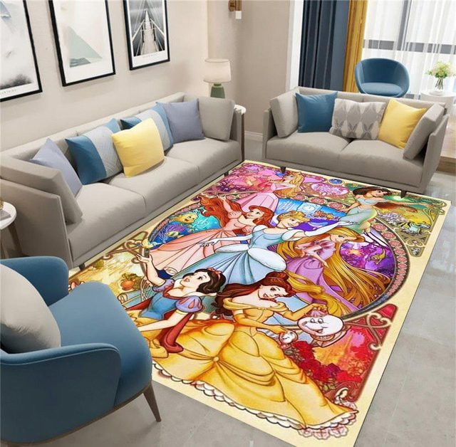 Miniso Disney Prinzessinnen Teppich mit Muster, rutschfeste Bodenmatte für Kinderzimmer, Wohnzimmer oder Schlafzimmer, B/B: 50 x 80 cm - Bild 1