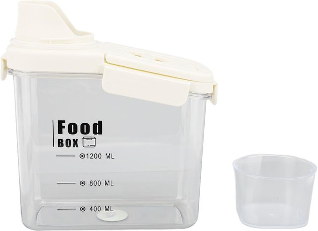 CosyHome Getreideaufbewahrungsbehälter mit ergonomischem Griff und ausgießbarem Ausguss, luftdicht und feuchtigkeitsdicht, weiß und transparent - Bild 1