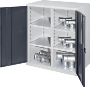 Kappes Schwerlastbeistellschrank Mod. 75 in Grau mit Vollblechtüren, 4 Fachböden und Schloss, B/T/H: 60 x 60 x 111 cm - Bild 1