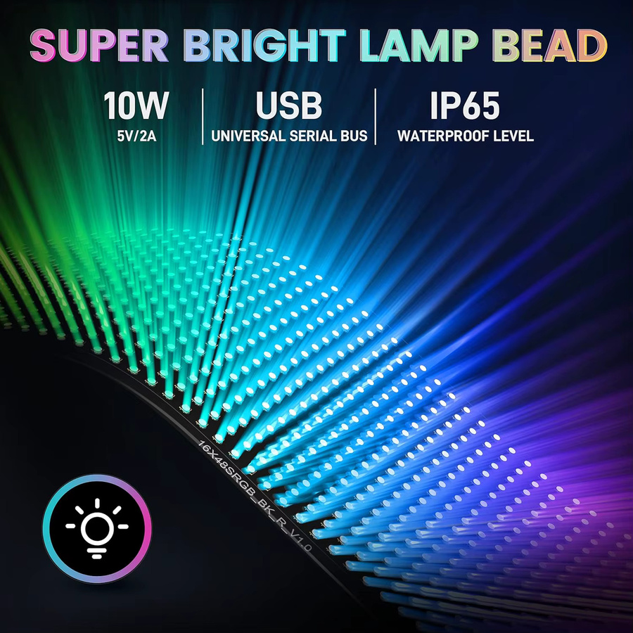 Programmierbares LED-Lichtschild mit App-Steuerung und WiFi, IP65 wasserdichte LED-Anzeigetafel in Schwarz, Multicolour DIY LED-Panel mit USB-Anschluss - Bild 4