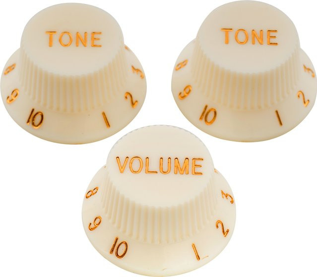 Musiclily Pro Gitarren-Tone-Lautstärkeregler Set mit 2T1V für USA Made ST Style E-Gitarren in Beige und Weiß - Bild 1