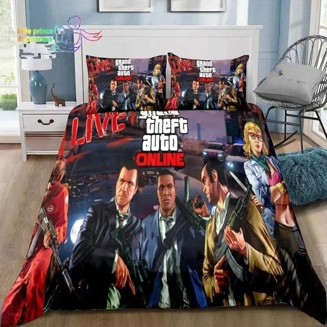 Binchi Outdoor Product Grand Theft Auto GTA Gamer Bettwäsche Set mit Motiv-Druck, Mehrfarbig, B/H: 180 x 210 cm - Bild 1