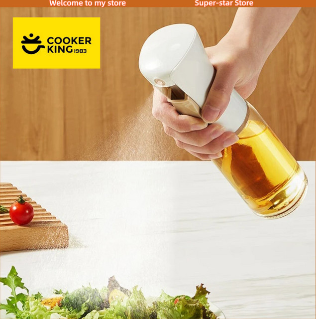 COOKER KING Olivenölspender aus Glas als Ölspray und Flaschensprüher, transparent/weiß, rund - Bild 1