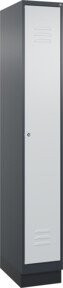 C+P Spind Classic PLUS Garderobenschrank mit Sockel, 1 Abteil, Zylinderschloss und 3 Garderobenhaken, Farbe: Anthrazitgrau/Lichtgrau, H x B x T: 195 x 30 x 50 cm - Bild 1