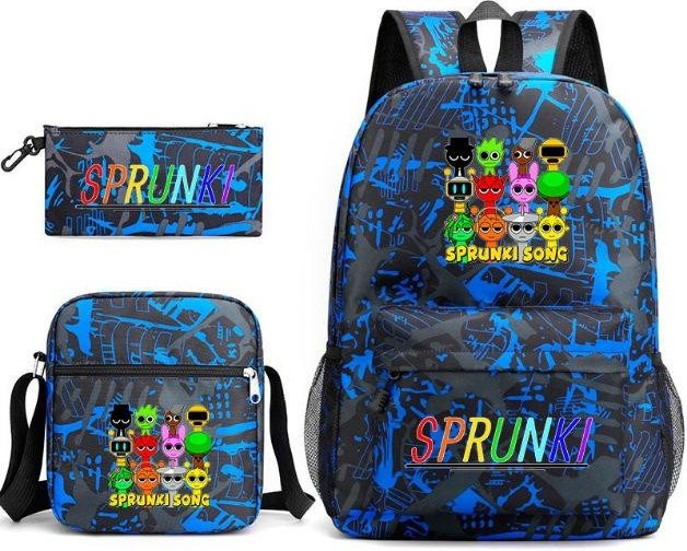 3-teiliges Schulrucksack-Set in Blau aus Oxford-Stoff mit Schultasche, Schultergurt und Federmäppchen - Bild 1