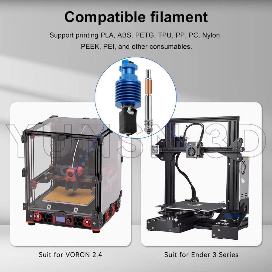 YUNSN 3D Hochgeschwindigkeits-Druckkopf-Upgrade TZ V6 3.0 Hotend-Kit in Blau für Ender 3, Ender 3 PRO, VORON 2.4 und CR10 - Bild 4