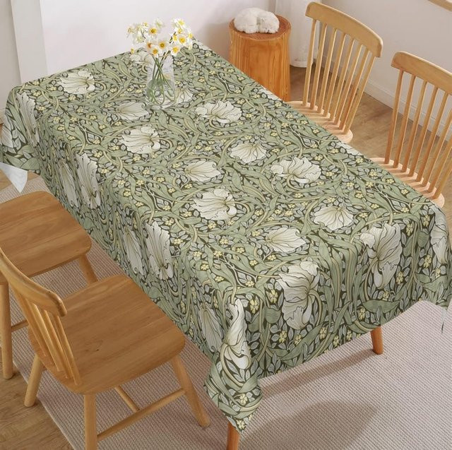 Wasserfeste Tischdecke von JINGYUE Pet mit floralem Muster in Grün, B/B: 140 x 180 cm - Bild 1