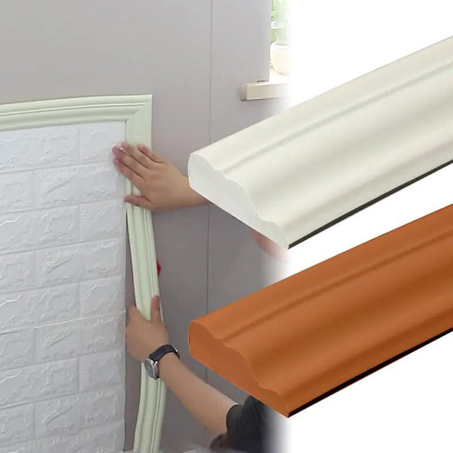 Selbstklebende 3D Wandaufkleber als flexible Antikollisions-Randlinie in Weiß, 5m Länge - Bild 1