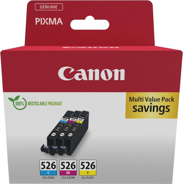 Canon CLI-526 Multipack Tintenpatronen für PIXMA Drucker, 3er-Pack, 9 ml pro Patrone, Farben: Cyan, Magenta, Gelb - Bild 2