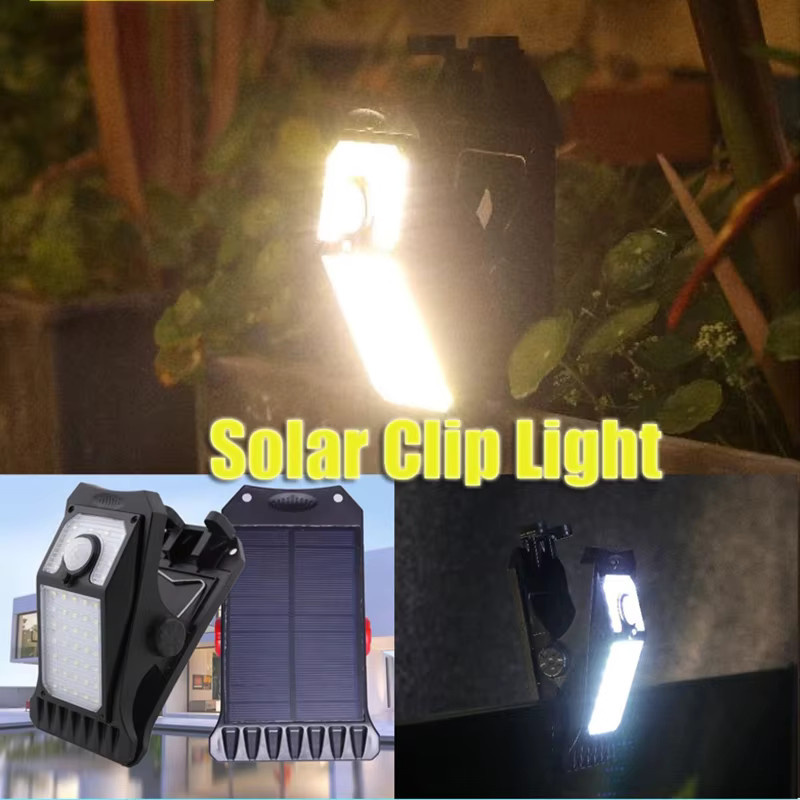 Wasserdichte LED Solar Clip Lampe mit Bewegungssensor für Garten und Camping in Schwarz und Weiß - Bild 2