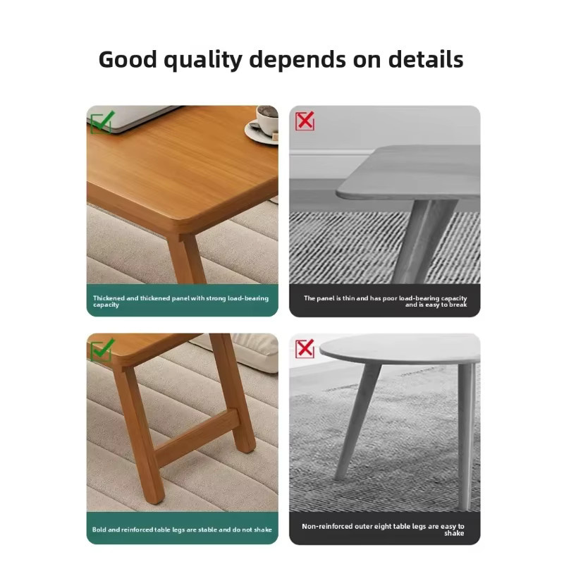 LIUSHADUOLA Klappbarer Tatami-Couchtisch im japanischen Stil aus Bambus, braun, rechteckig - Bild 3
