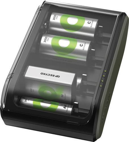 GP Batteries B631 Universelles Rundzellen-Ladegerät für NiMH Akkus: 9V Block, Micro (AAA), Mignon (AA) und Baby (C) - Bild 1